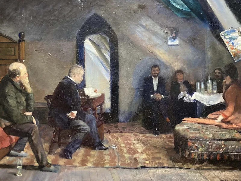 1860-Oda Krohg - Lettura ad alta voce in studio